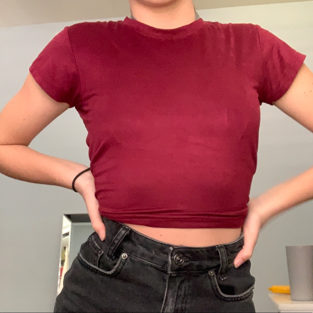 Maroon velvet tee from brandy melville